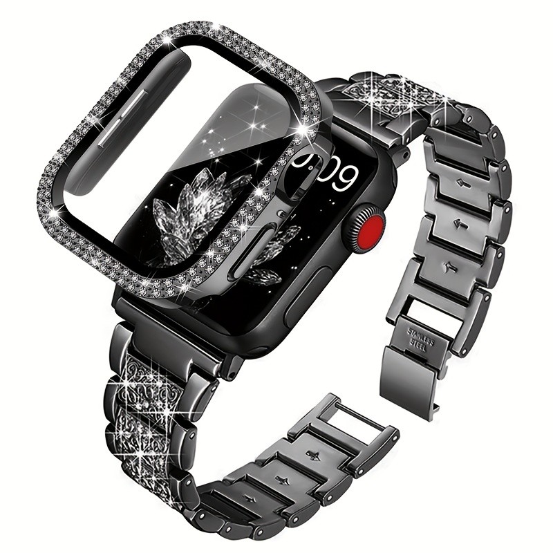 For Apple Watch Series SE/11/10/9/8/7/6/5/4 Bling Case+Band 40mm/42mm/46mm/44mm