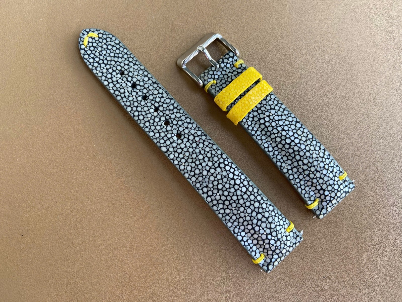 white Stingray Leather Watch Strap Band 16 18mm 19mm 20mm 21mm 22mm 24mm 26mm