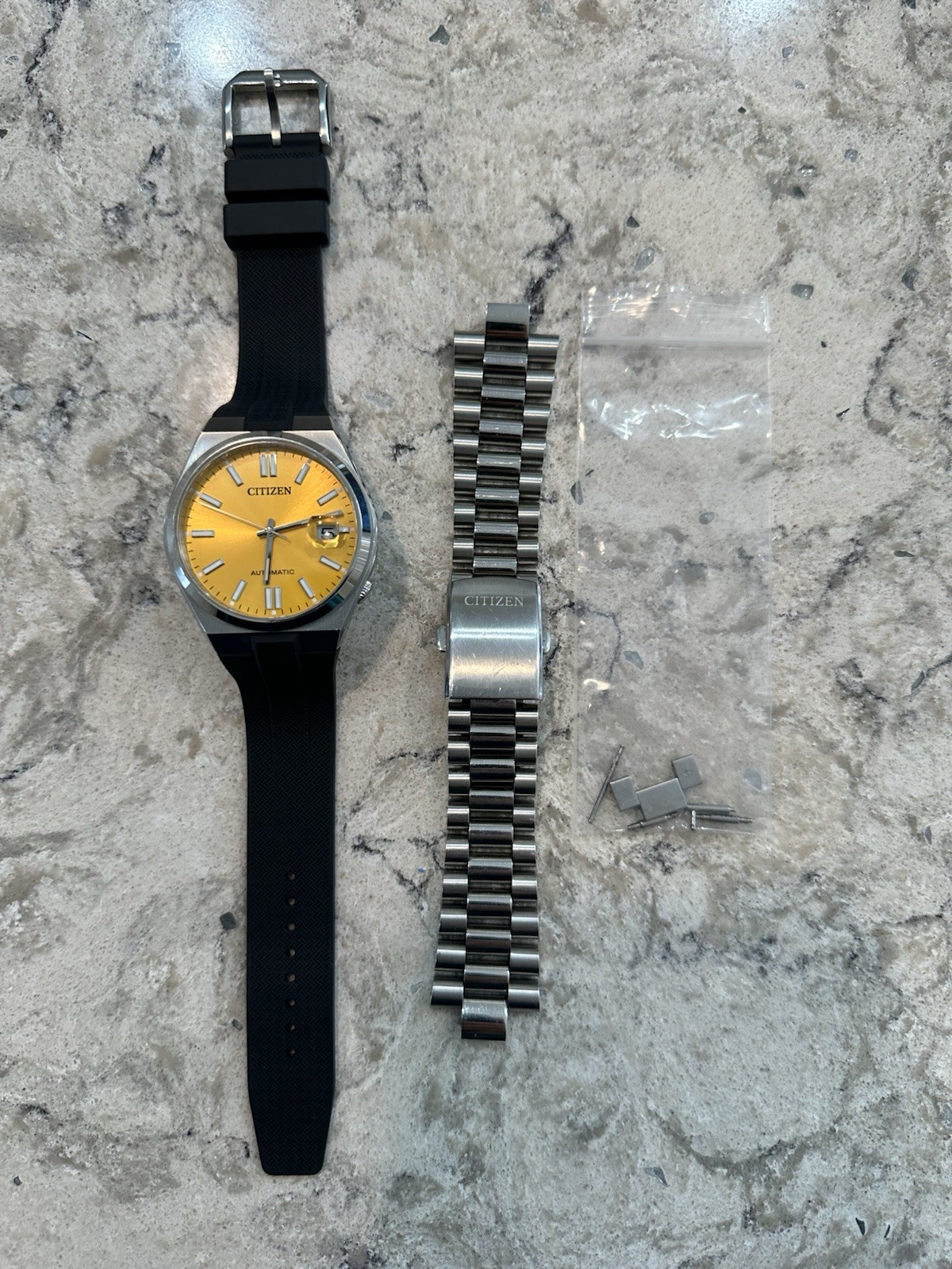 Citizen Tsuyosa Automatic Watch Yellow Dial, 40mm, NJ0150-56Z WITH RUBBER STRAP