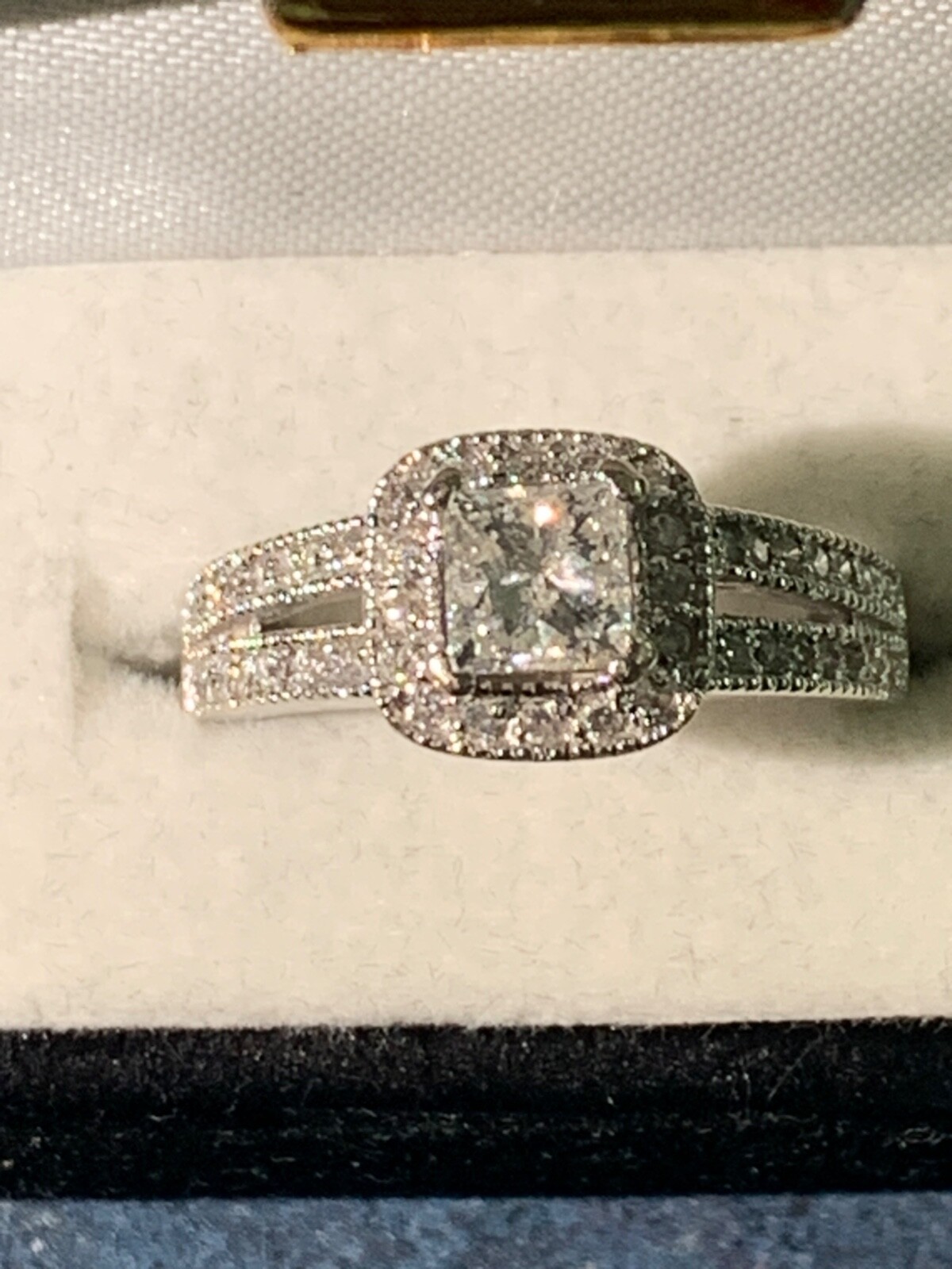 Zales 0.82ct Princess Diamond Engagement Ring 14k White Gold Size 6.5 (read)
