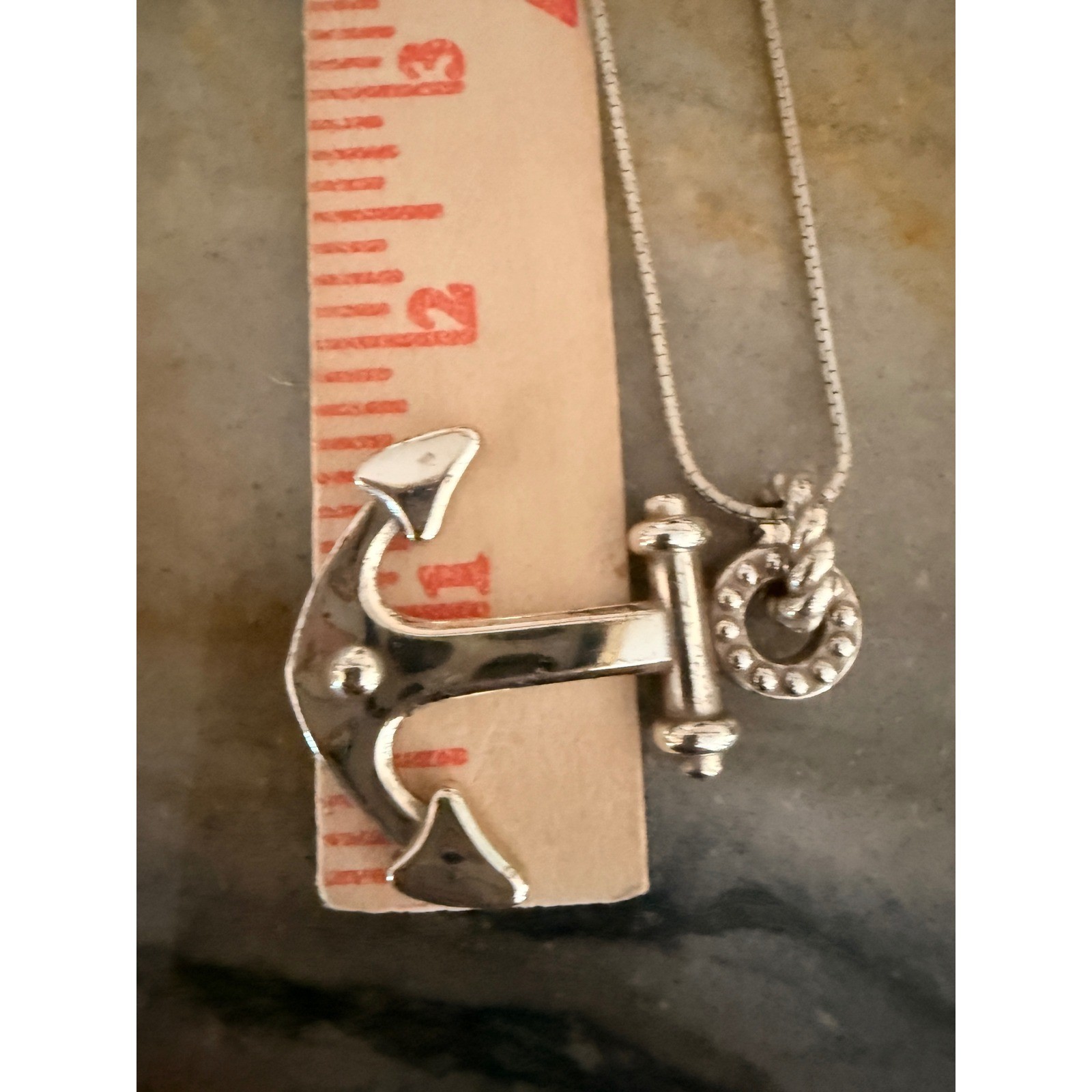 Brighton Silver Tone Crystal Anchor Pendant Necklace Nautical Maritime 19 In