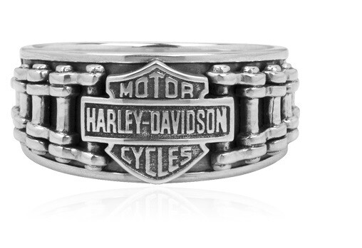 Harley-Davidson ® Sterling Silver Men’ Motorcycle Bike Chain Ring 10 / HDR0260