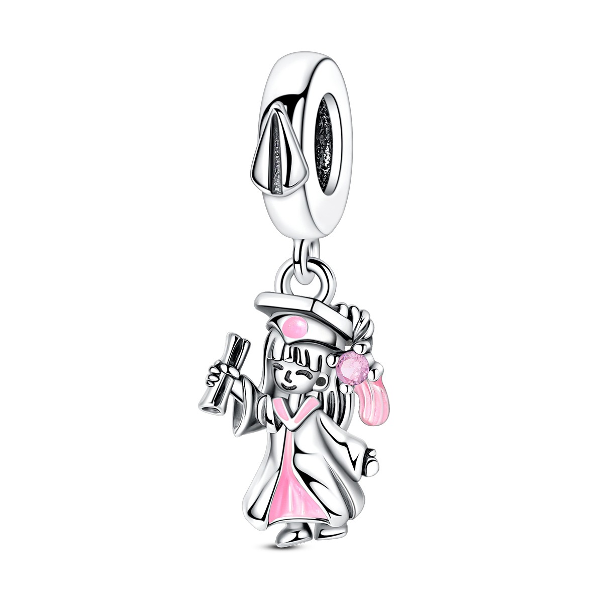 MULA 925 Sterling Silver DIY Charm CZ Graduation Girl Pendant for Women Bracelet