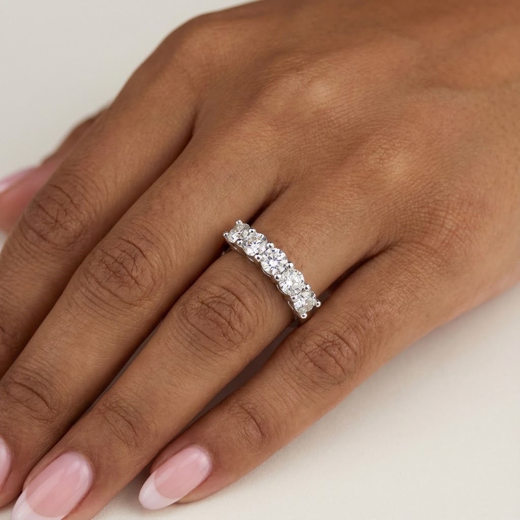 Classic Wedding Band Solid Platinum Classic 2.95 CT Round Natural Diamond G SI1