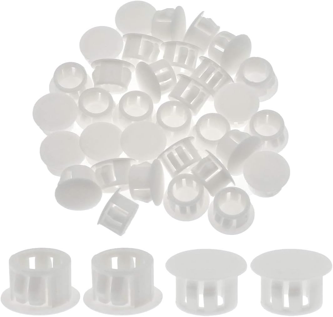 30PCS 13Mm (1/2″) White Hole Plugs Plastic Flush Type Hole Plugs Snap in Locking