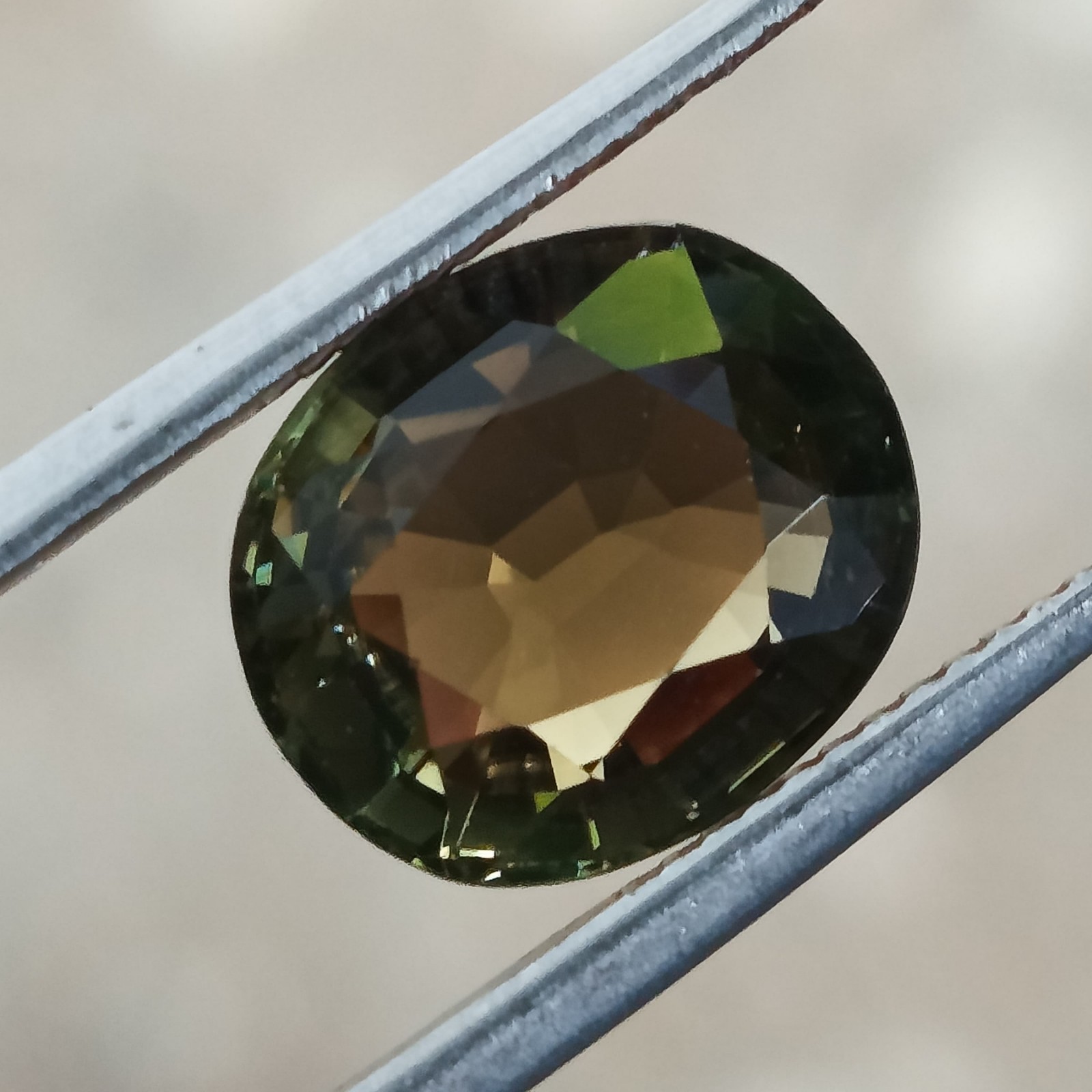 Bi Color Tourmaline 4.97ct Oval, 11.5×9.9×6.2mm, Loose Gemstone, Faceted