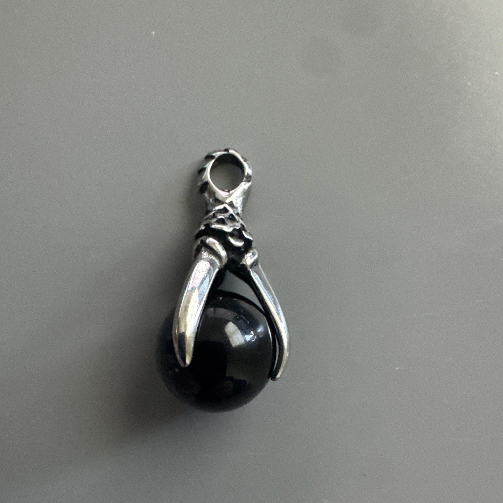 Dragon Eagle Claw Black Stone Pendant Stainless Steel 24” Chain Gift Unisex