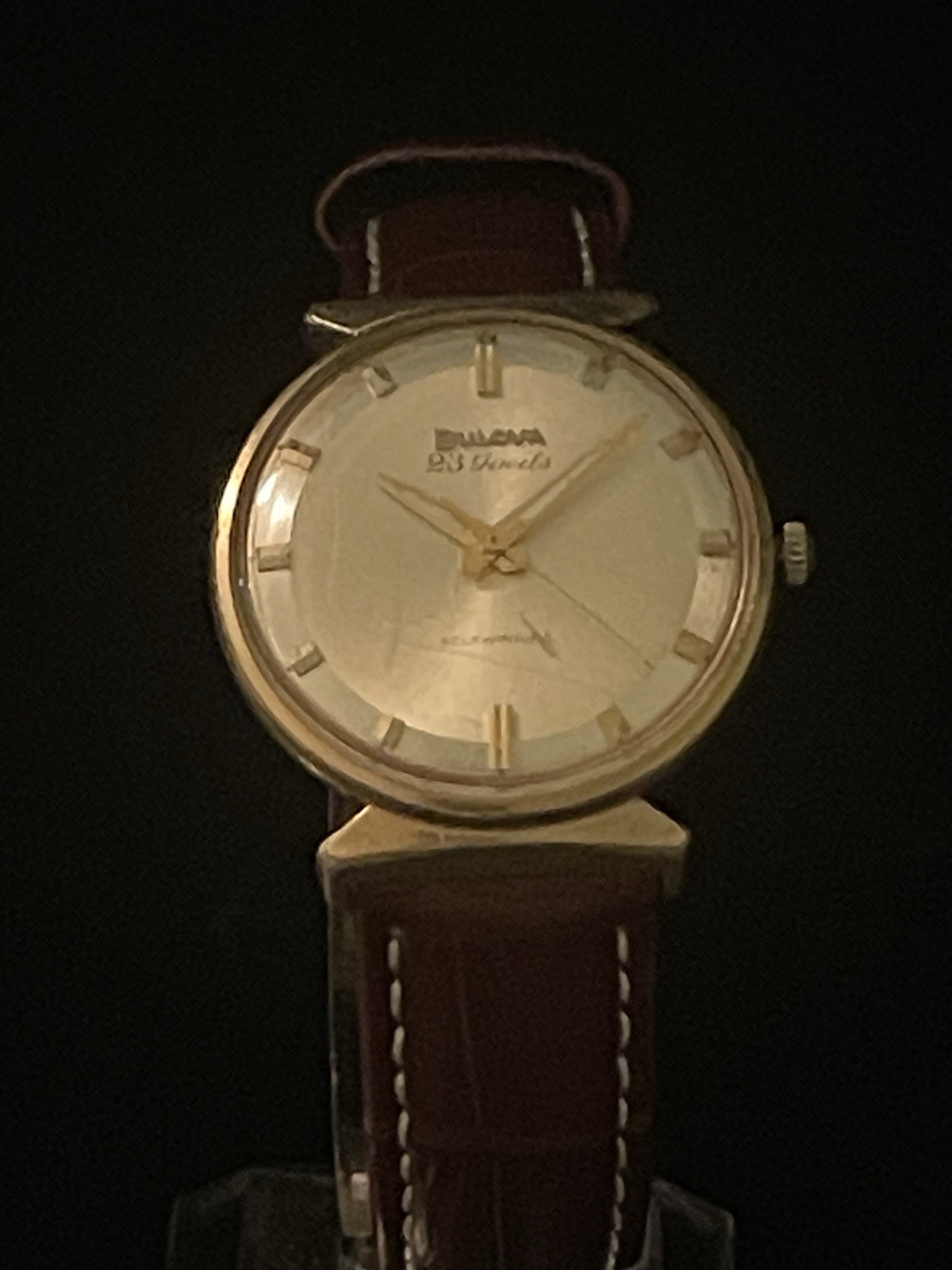 Vintage Bulova 23 Jewel Automatic Self Winding Mens Dress Watch Gold Tone Silver