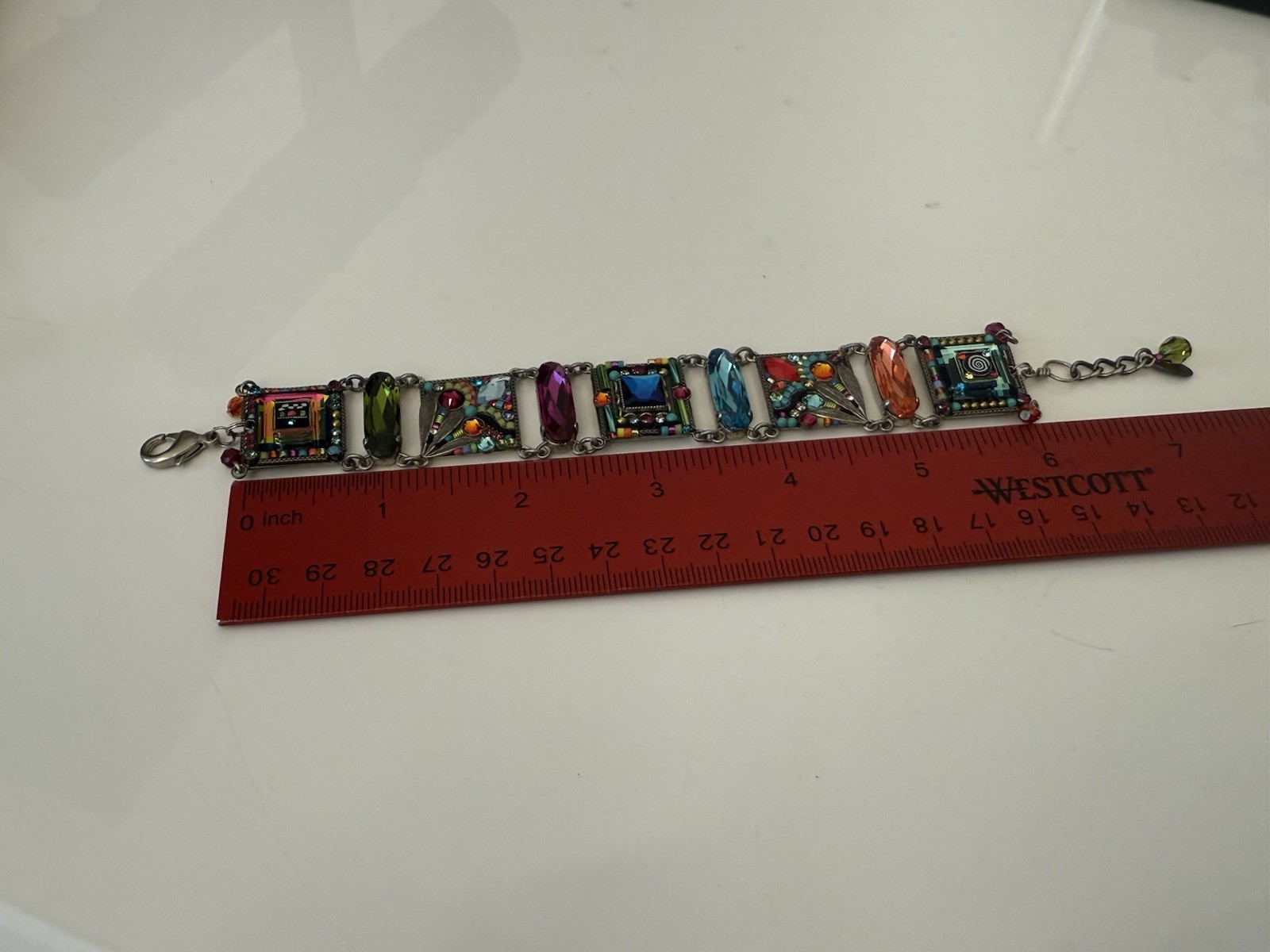7-8″ Adjustable Crystal & Bead Mosaic FIREFLY Bracelet Stunning Color and Shine