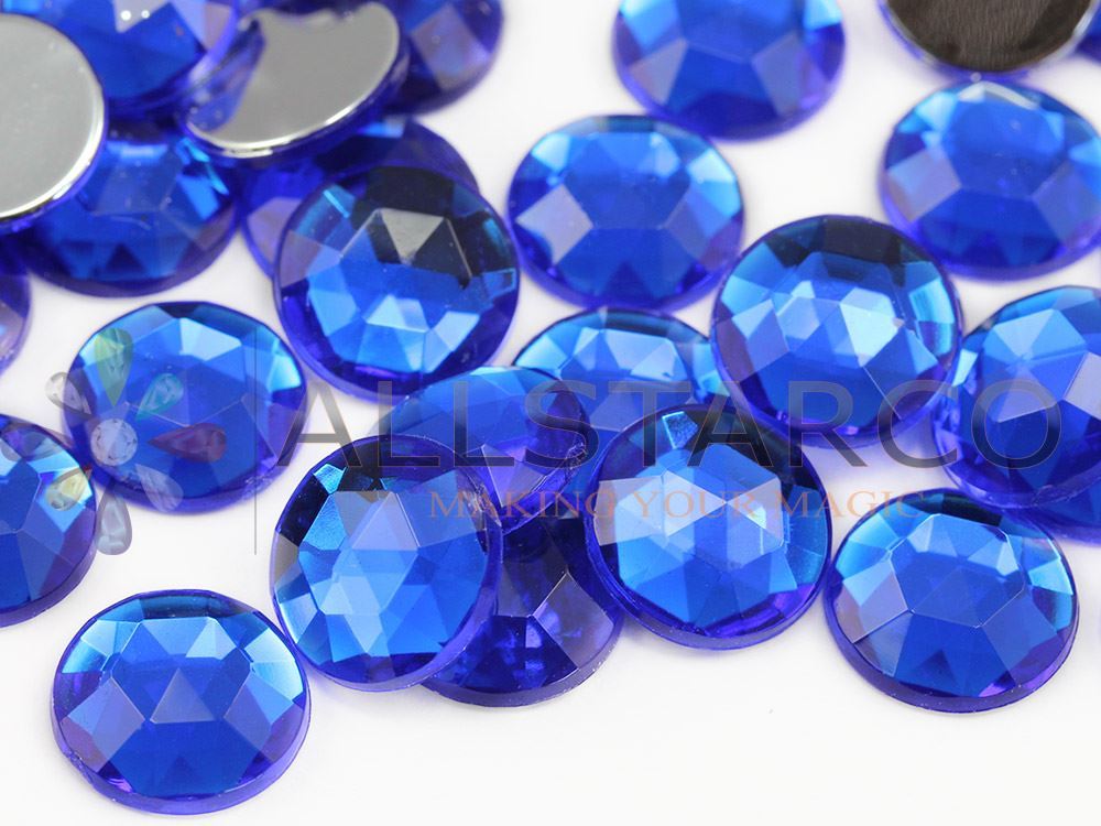 15mm Assorted Colors Flat Back Acrylic Round Gems – 120 Pieces