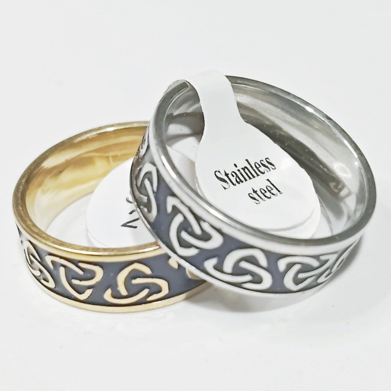 36 Pcs Celtic Knot Black Enamel Stainless Steel Rings Stackable Vintage Jewelry