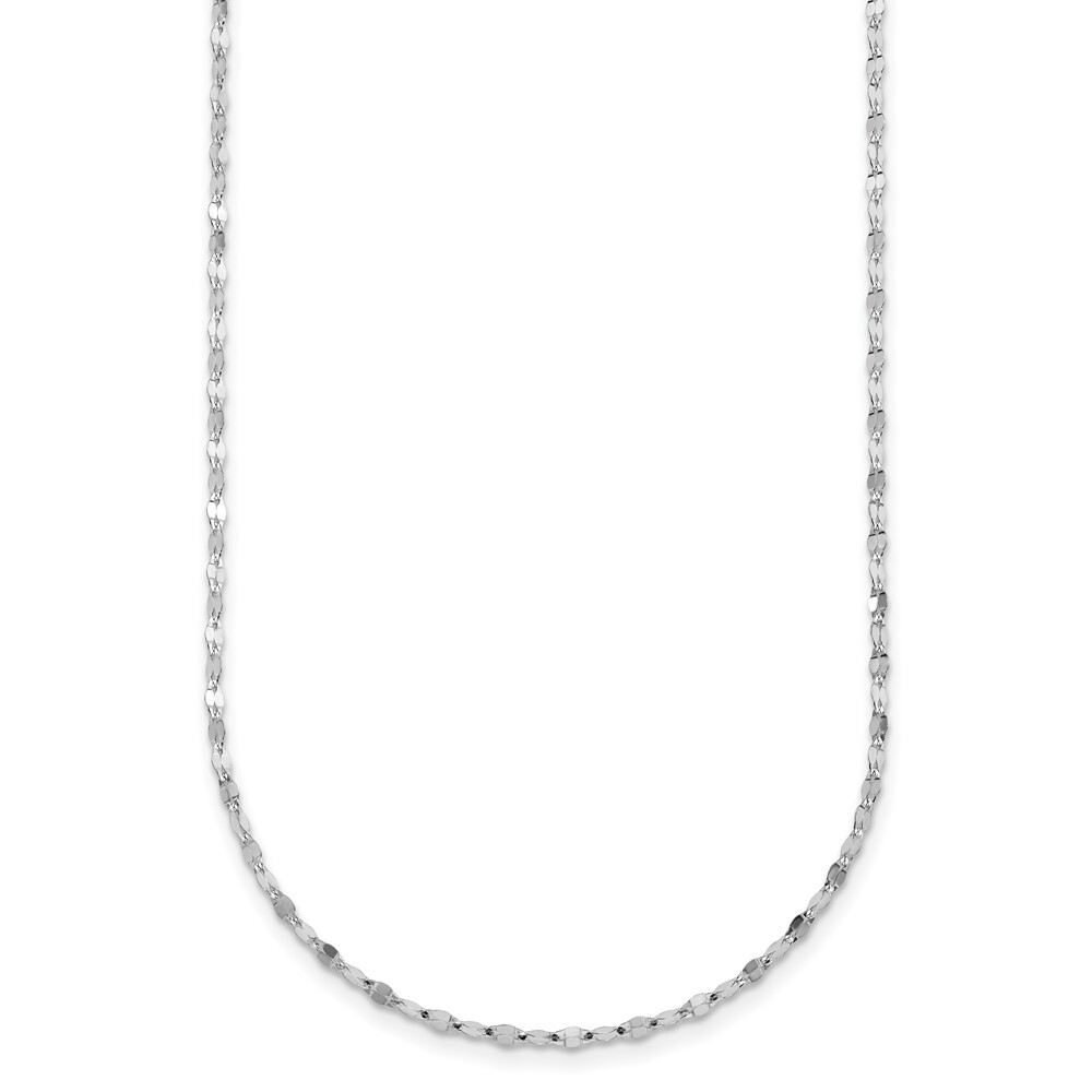 14K White Gold Rhodium-plated Polished 2.0mm Fancy Link Chain Necklace 16″