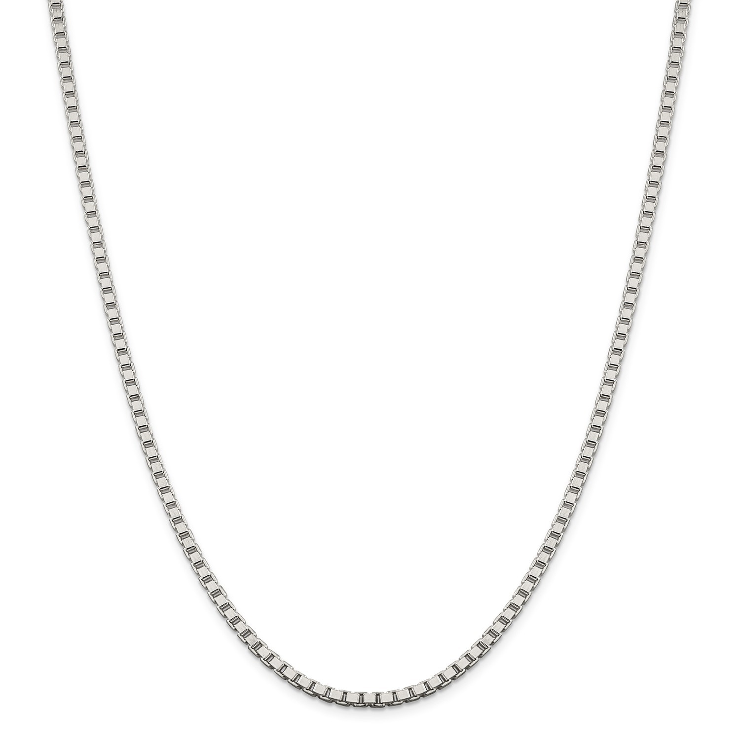 Sterling Silver Solid Polished 3.25mm Plain Box Chain w/ Lobster Clasp 16″ – 30″