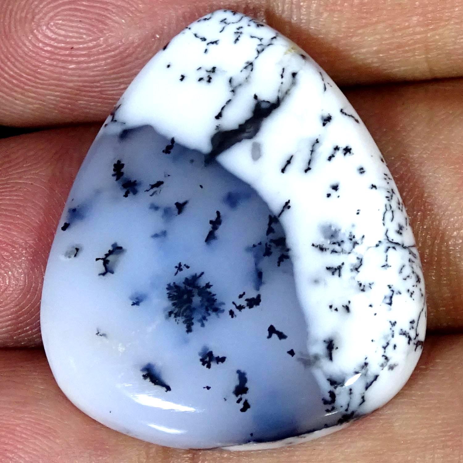 43.50Cts Natural Superb Dendrite Opal Pear Cabochon Gemstone 28X33X6MM