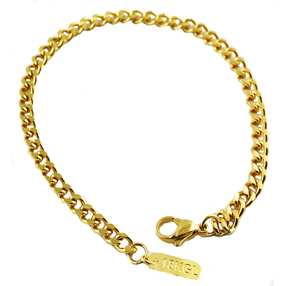 Chain Necklace Bracelet 18k gold plated Link Curb Cuban 4mm 7-36” Men’s
