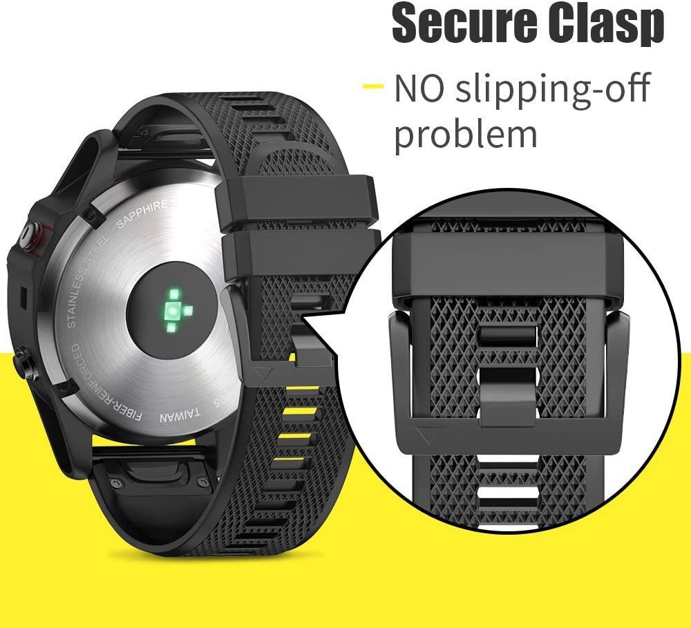 26mm Quick Fit Release Rubber Watch Band For Garmin Fenix 8 51mm 7X 6X 5X 3HR 3