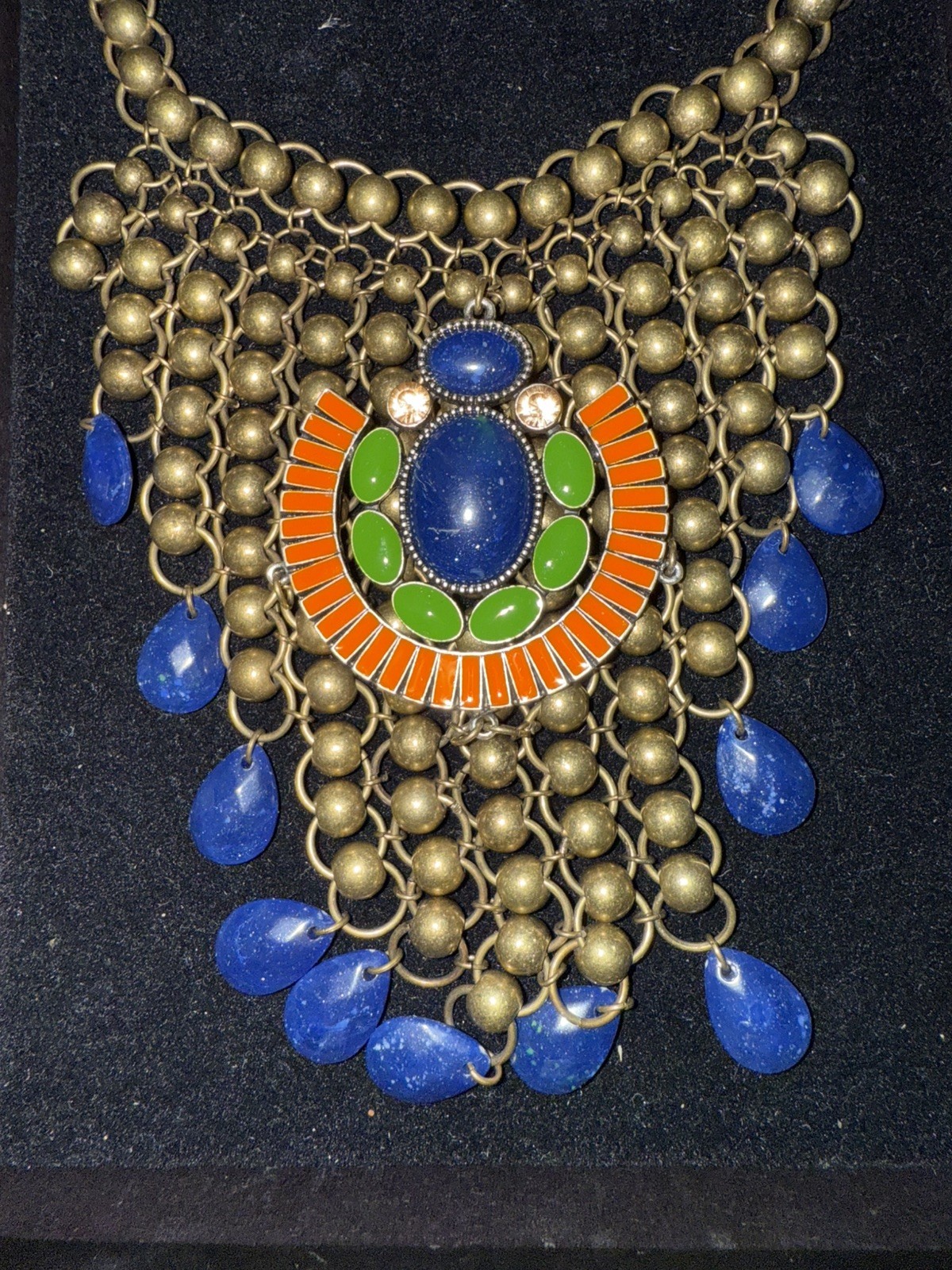 Egyptian Revival Inspired Colorful Multi dangle Necklace Scarab Tribal Guess ?