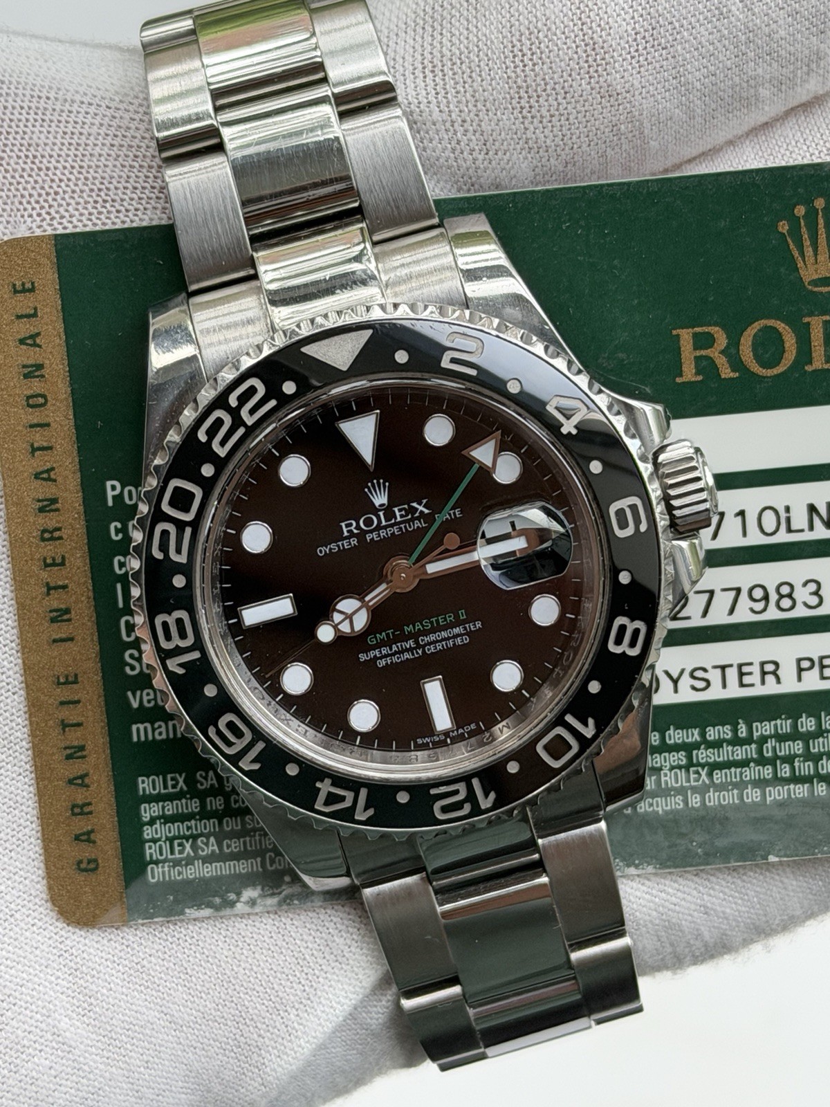 Rolex GMT-Master II 116710LN Silver Oyster Bracelet with Black Bezel W/ CARD