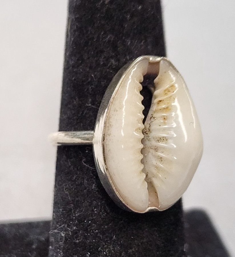 Cowrie Shell Sterling Silver Ring sz 6.25