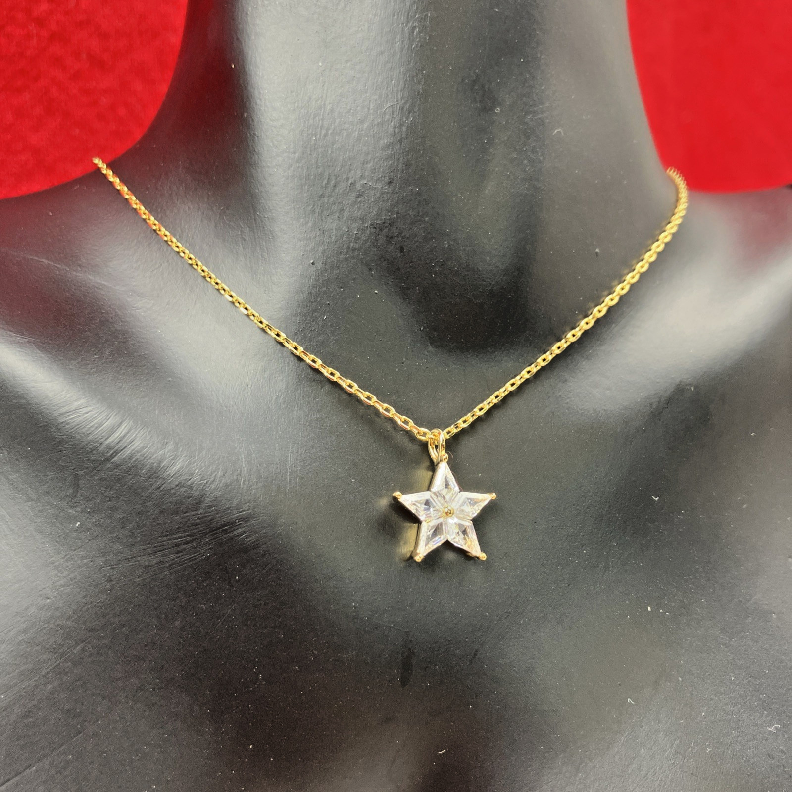 Kate Spade COSMOS Star Pendant Necklace Goldtone Clear CZ NWT RP $58