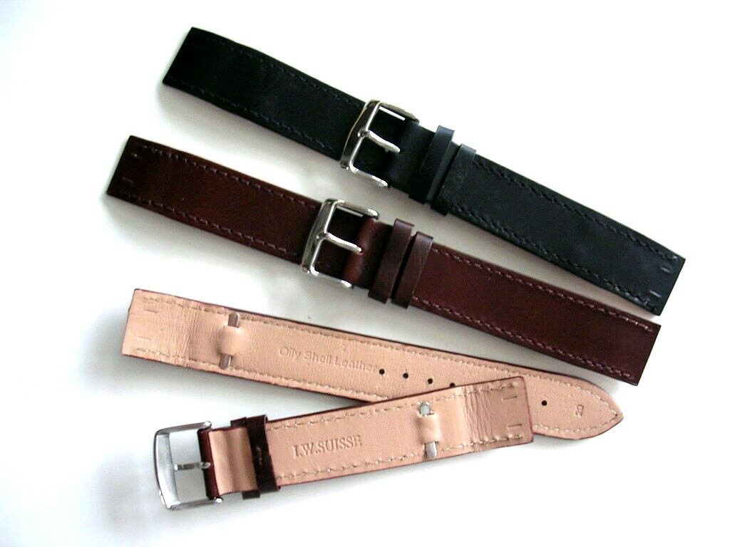 Open End Shell Leather for Vintage Wire Lug Military watch band strap IW SUISSE