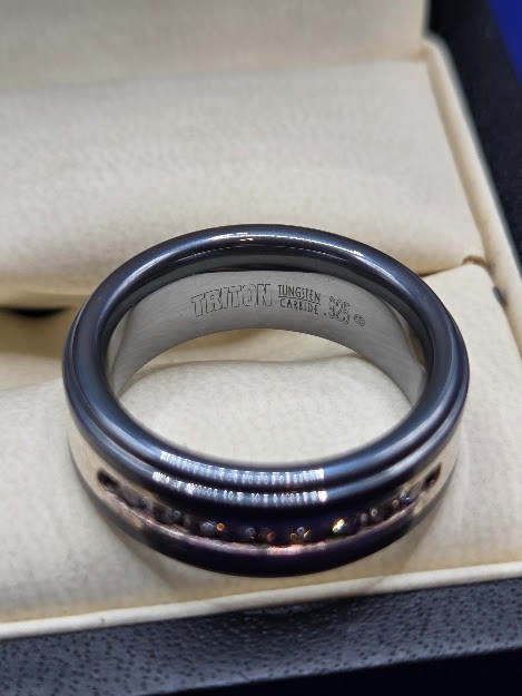 Men’s Size 8 Wedding Ring 9 Diamonds Triton Tungsten Carbide .925 Get it first