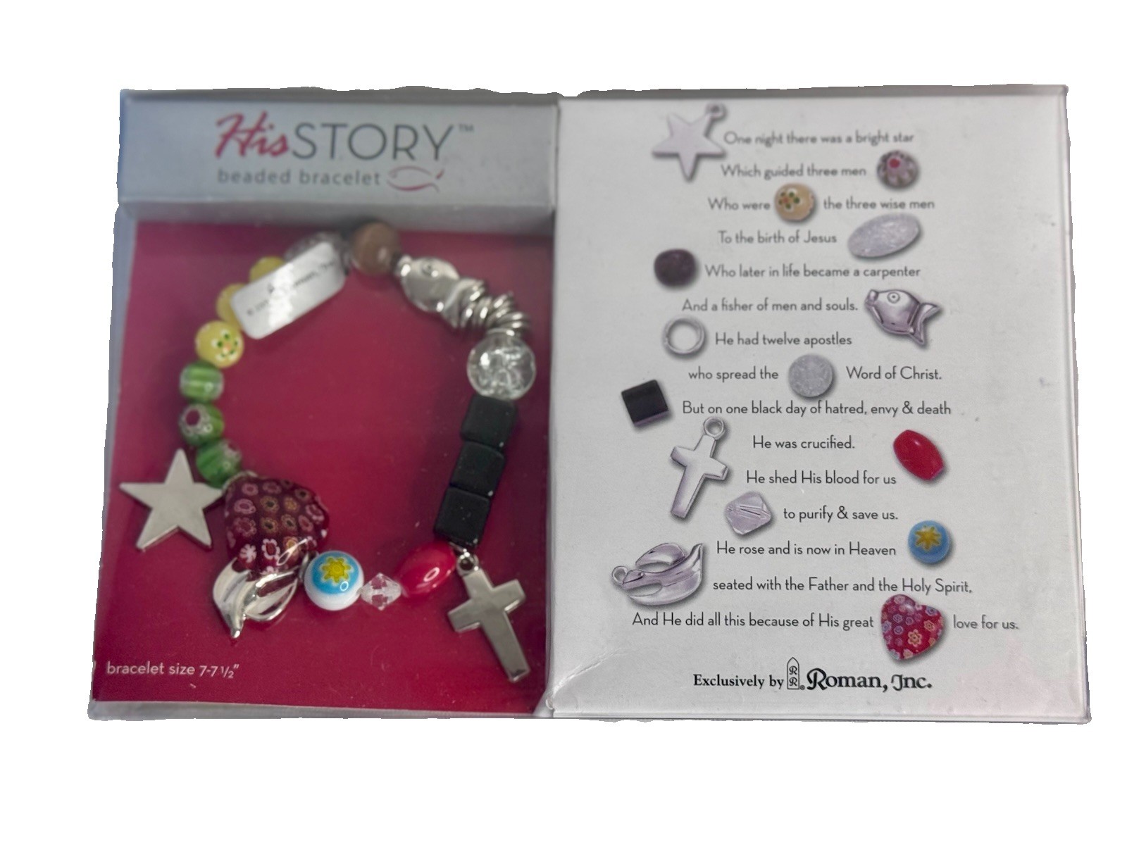 His Story Beaded Bracelet Christ Religious New In Package Roman Inc Jesus God