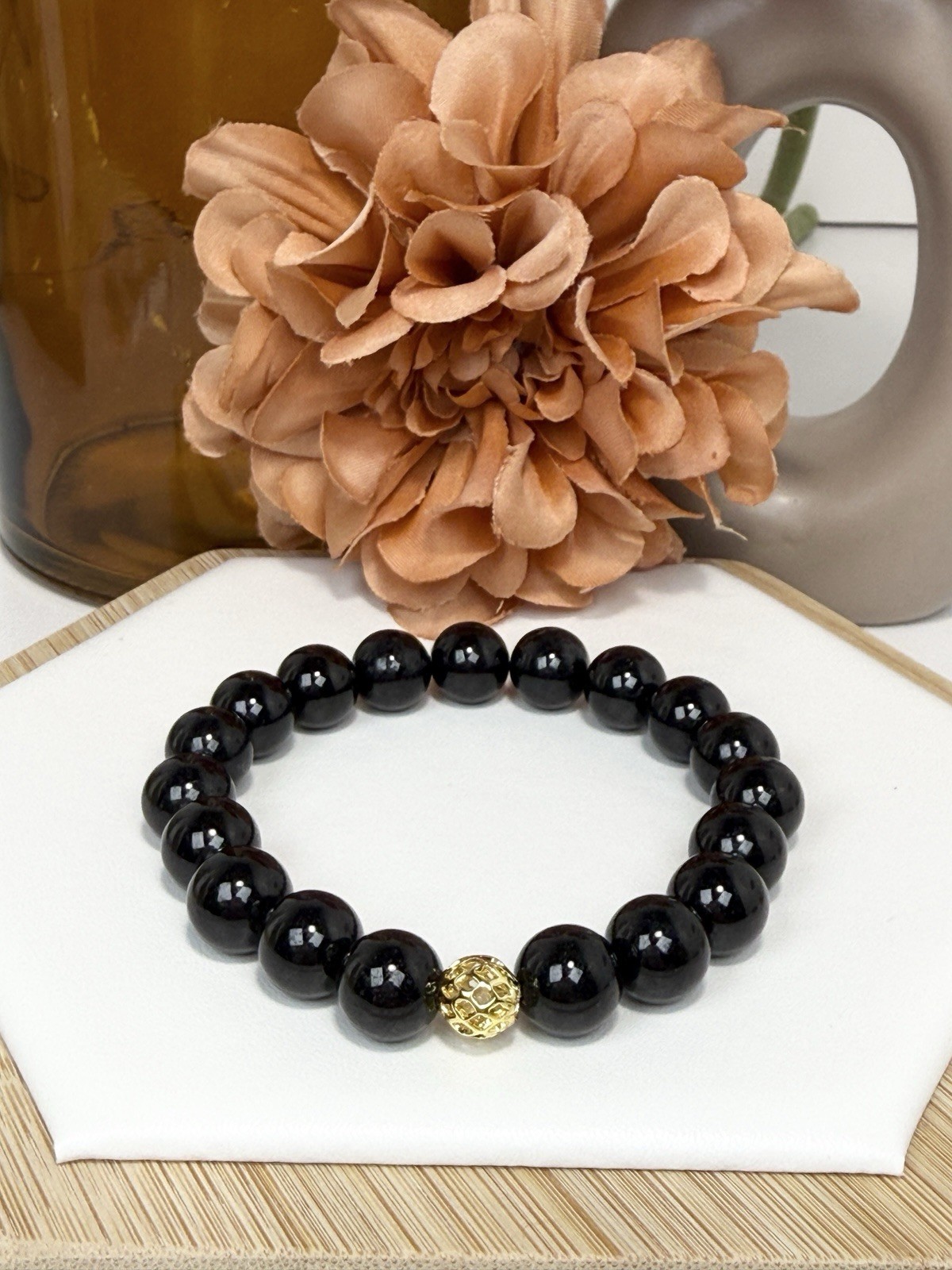 Mo Cui Jadeite Black Deep Green Bead Bracelet 10.5MM