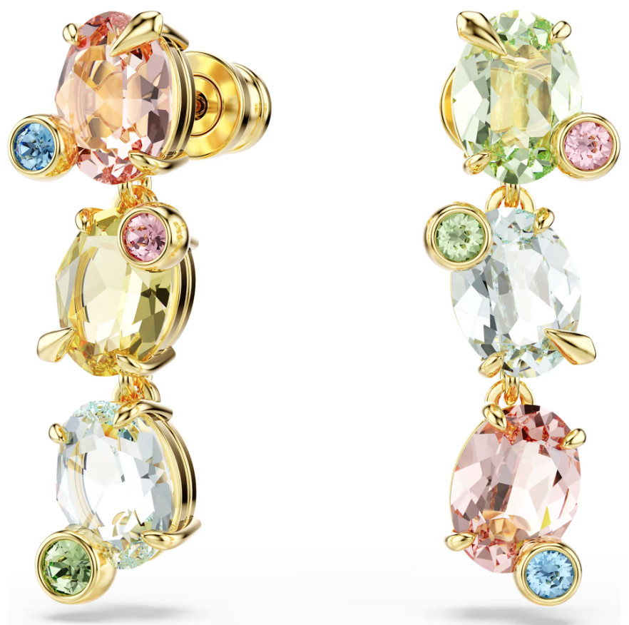 Swarovski Gema earrings Asymmetrical, Multicolored, Gold-tone plated 5714815