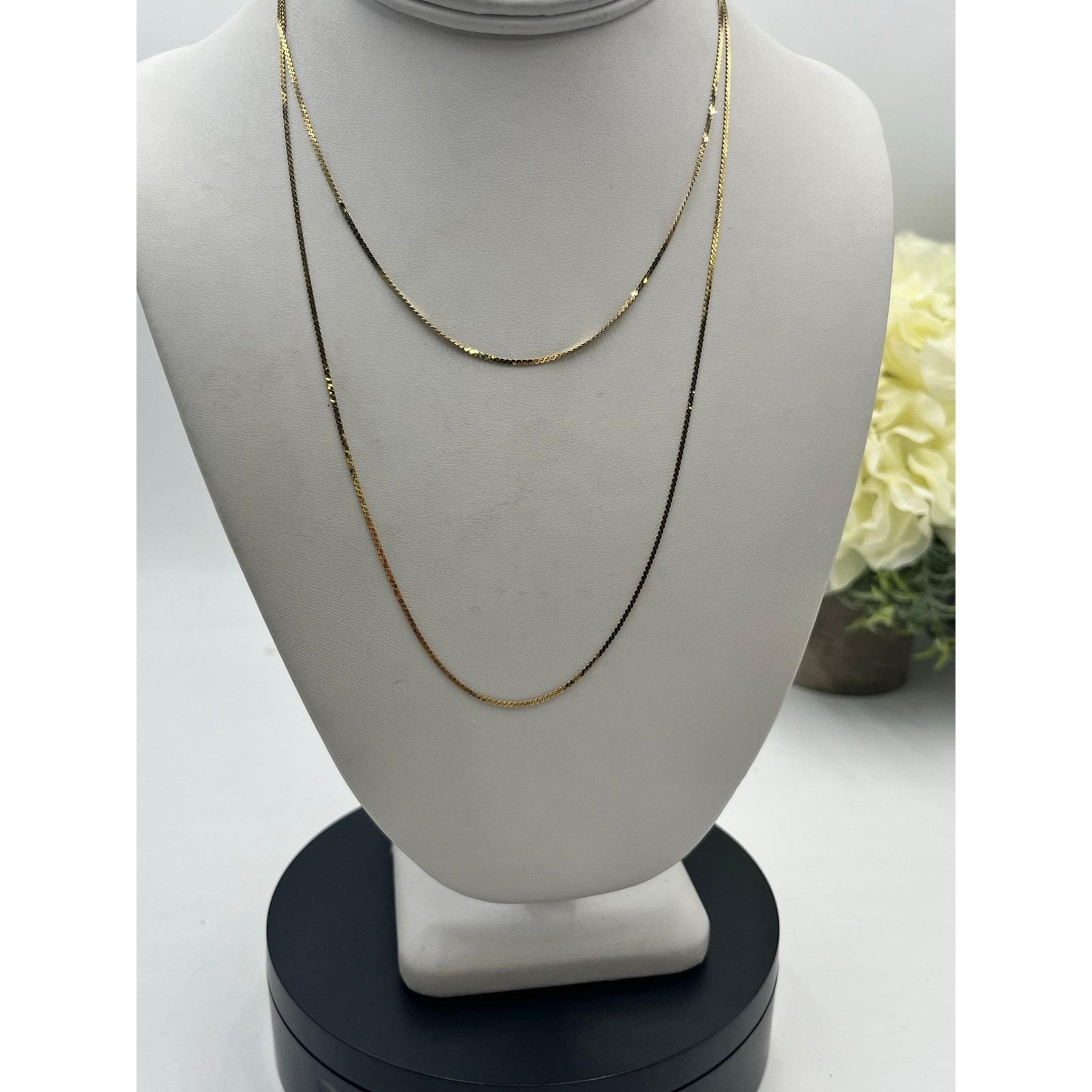 Aurea 585 Unoaerre 14k Italy Singapore Long 35″ Chain Link High Shine Necklace