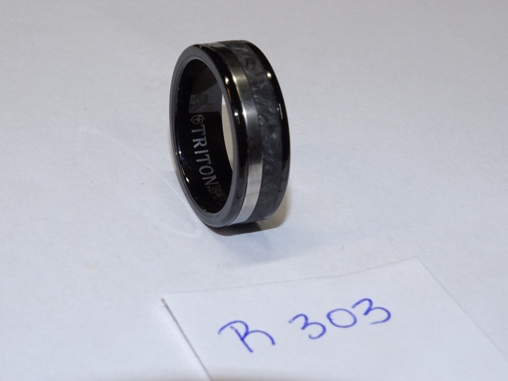 Triton Tungsten Carbide Wedding Ring 8mm Size 10 Black w/Grey Center #R303