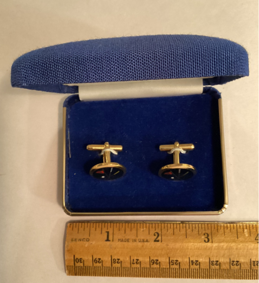 HOLLAND HOUSE BLUE CLOISONNE GOLF THEME CUFF LINKS