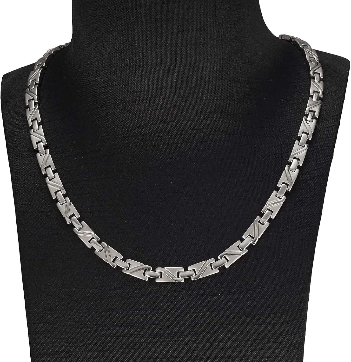 Titanium Magnetic Necklace for Men and Women, Pure Titanium Silver Necklace, 350