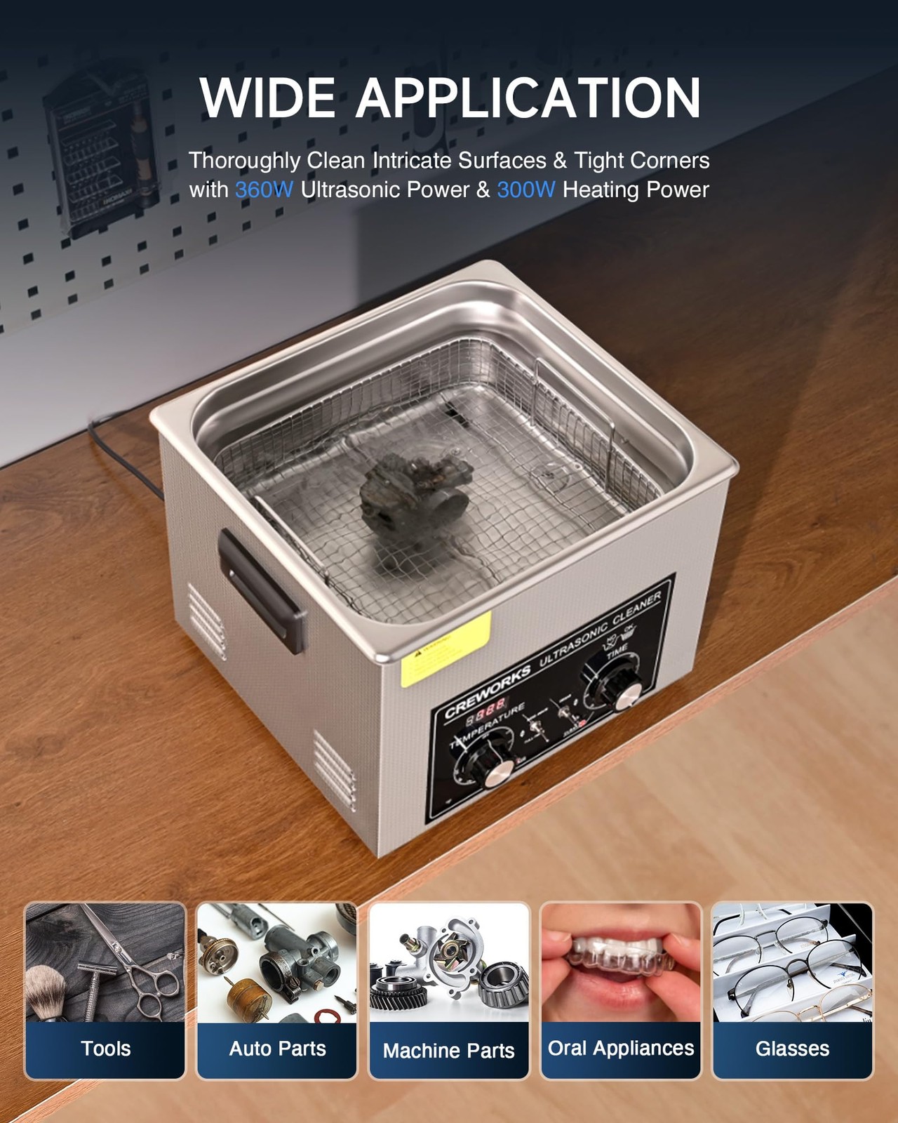 15L Ultrasonic Cleaner with Heater and Timer, 360W Stainless Steel Ultrasonic…