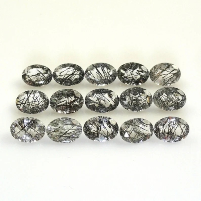 Natural Black Rutile Oval Faceted Cut 6x8mm to 12x16mm Loose Gemstone
