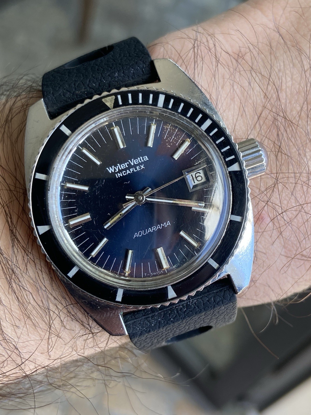 Vintage Rare Wyler Vetta Aquarama Automatic Diver Sub Watch