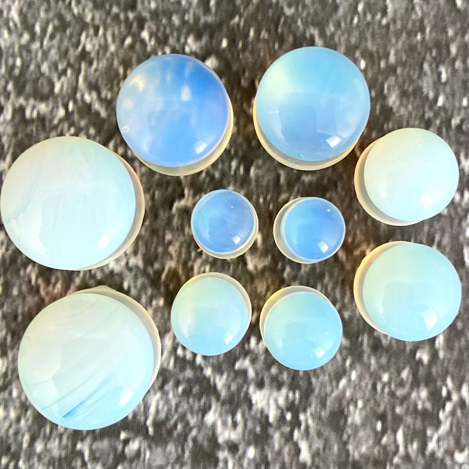 Pair of SINGLE FLARE Opalite Stone Plugs organic gauges PICK SIZE
