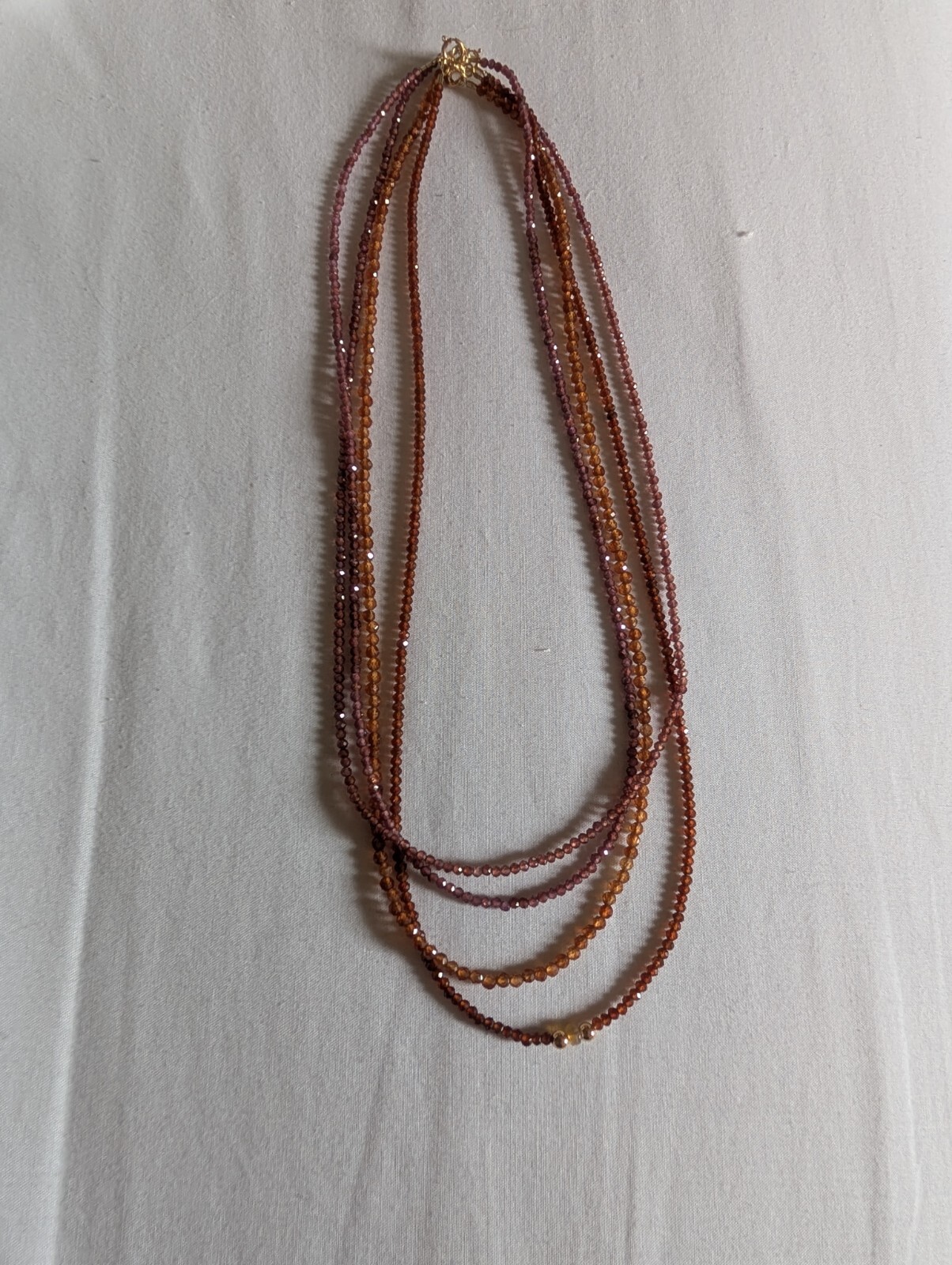 Rare 17” orange Spessartine garnet necklace beads with 14 k spring lock
