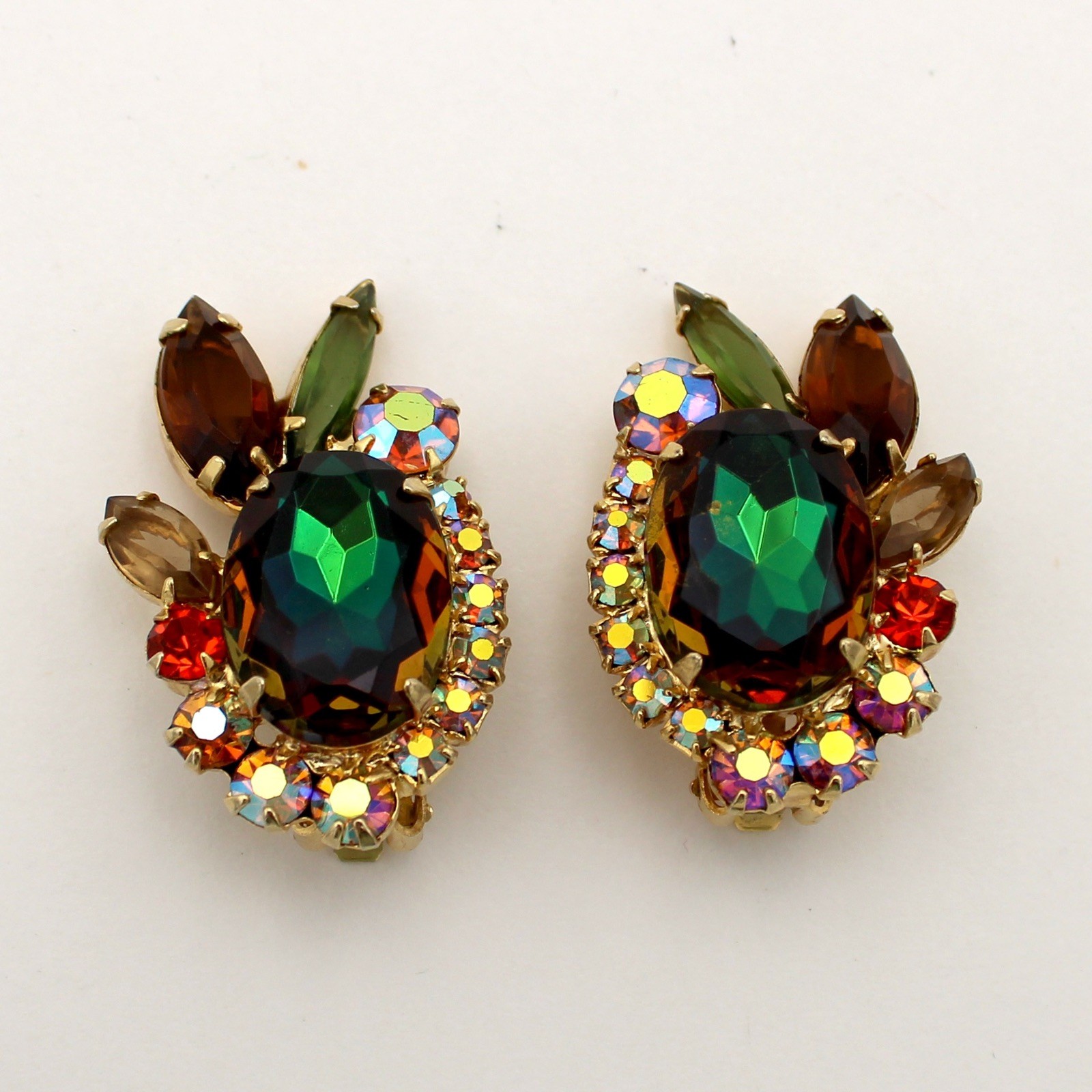 Verified 5120 D&E Juliana Fall Watermelon Heliotrope Vitrail Rhinestone Earrings