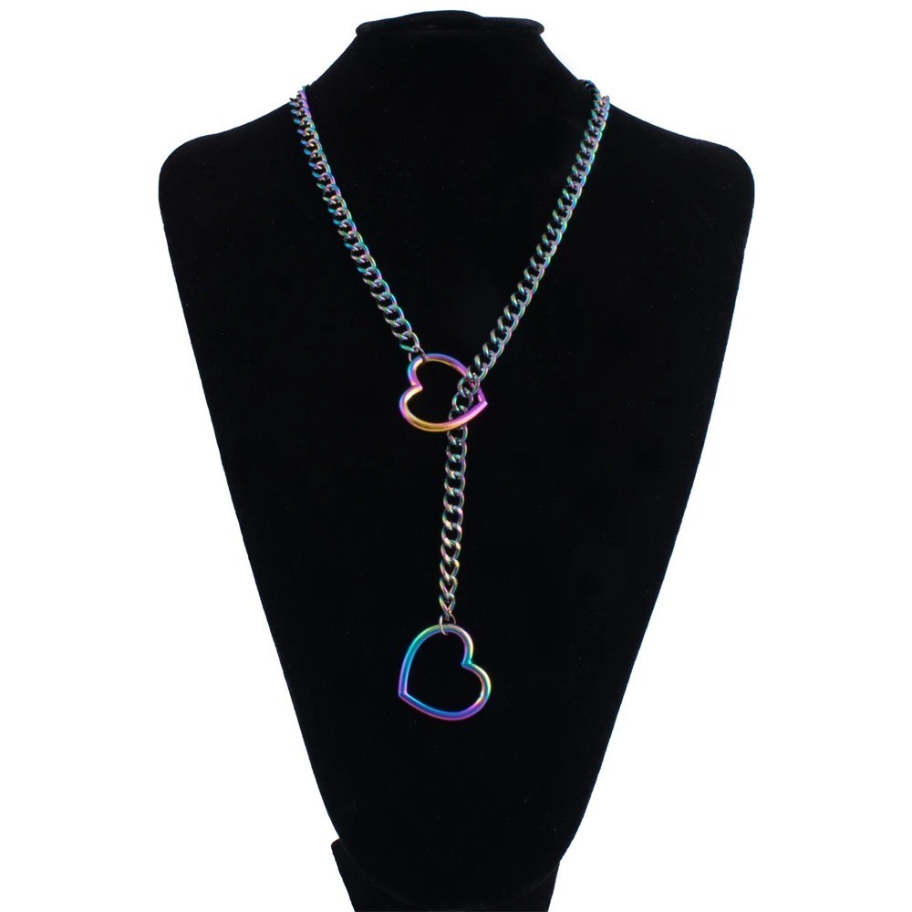 Mens Heart Love Necklace Women Leash Choker Necklace Bondage Chain BDSM Gear Toy