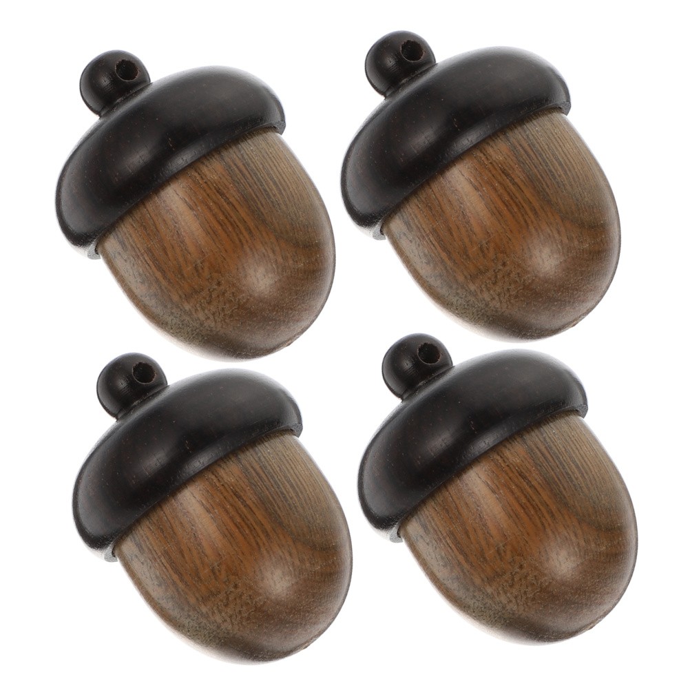 4 Pcs Wooden Nut Hanging Ornament Acorn Necklace Pendant Charm Charms Antique