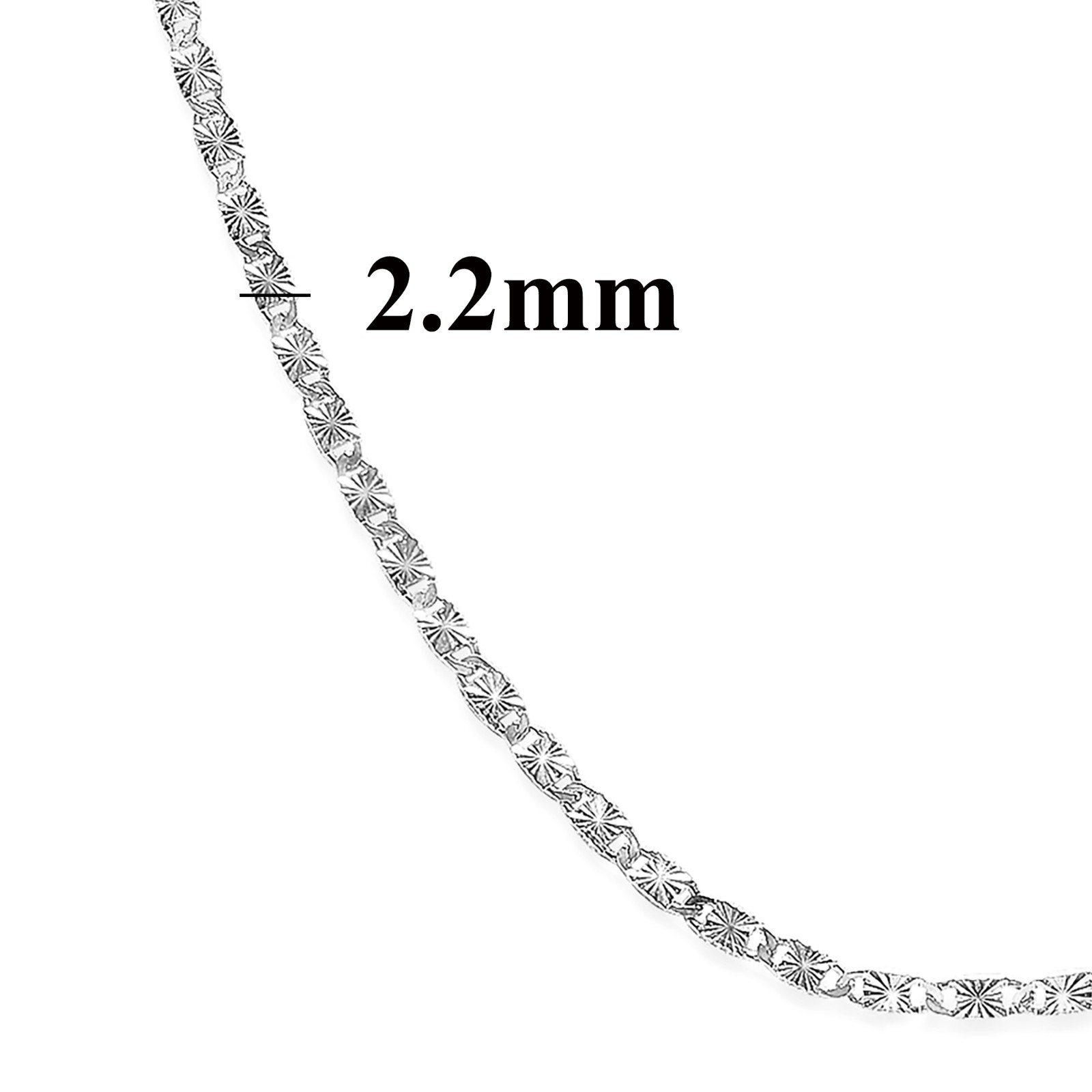 925 Sterling Silver 2.2mm Vale Chain Necklace Nickel Free Made in Italy