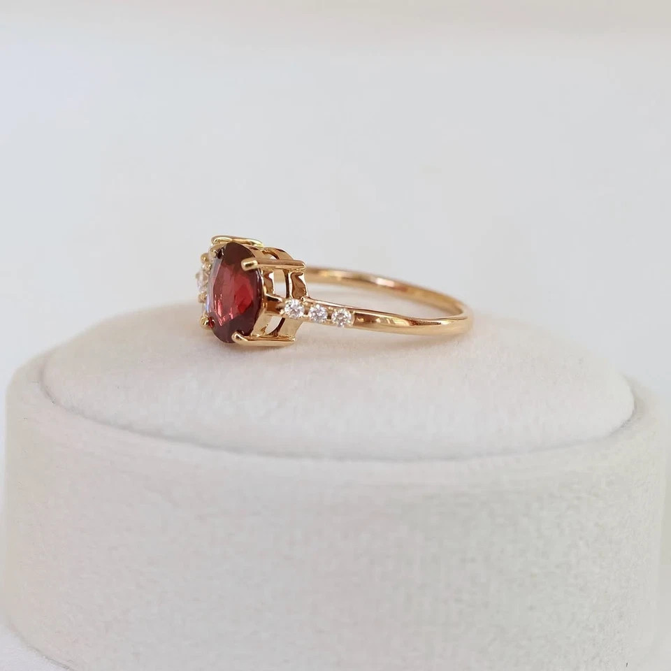 2.20Ct Round Cut Natural Ruby Diamond Wedding Ring 14K Yellow Gold Size 6 7 8 9