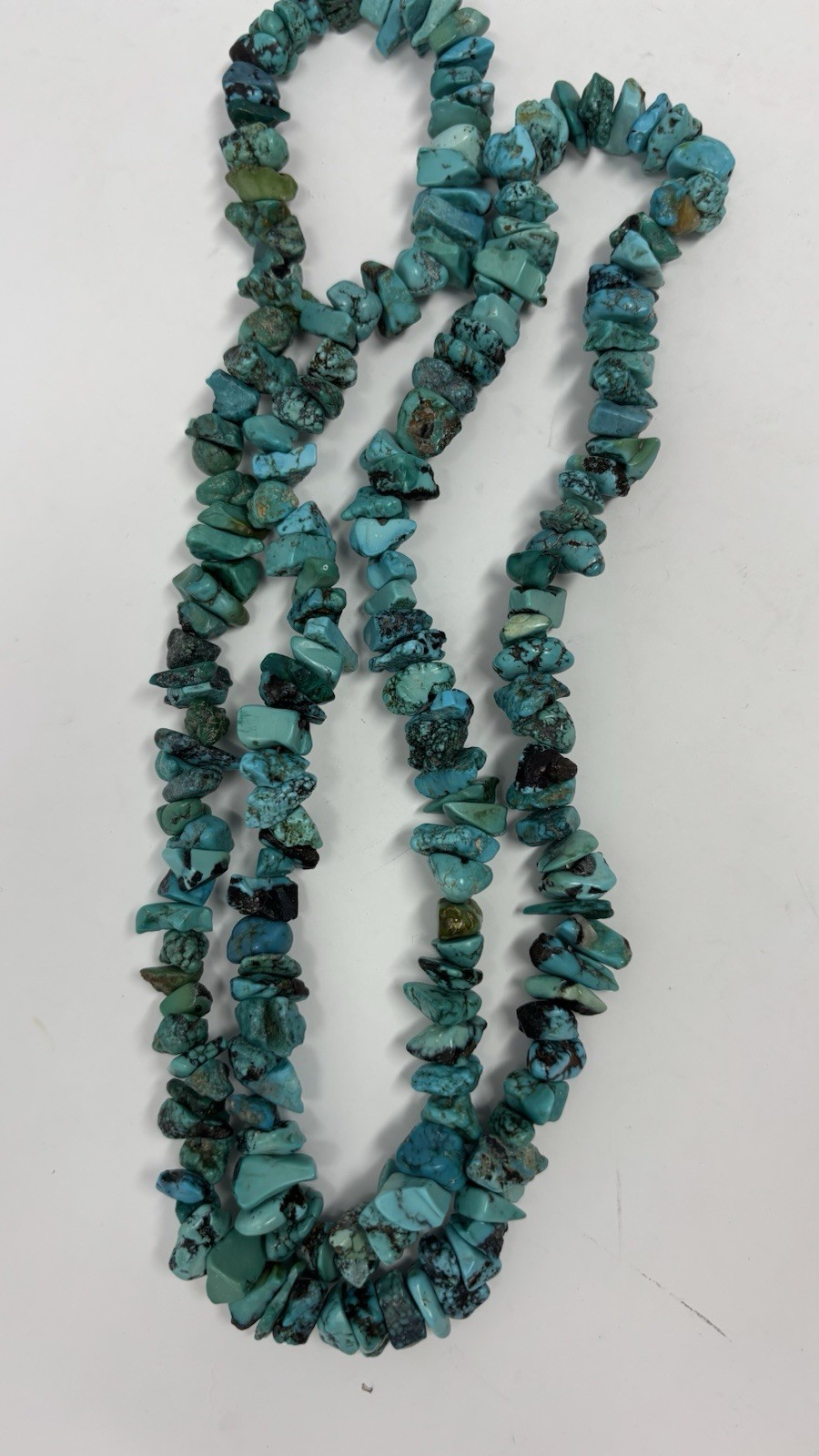 Vintage Raw Natural Turquoise Chip Nugget Necklace 17″ Long
