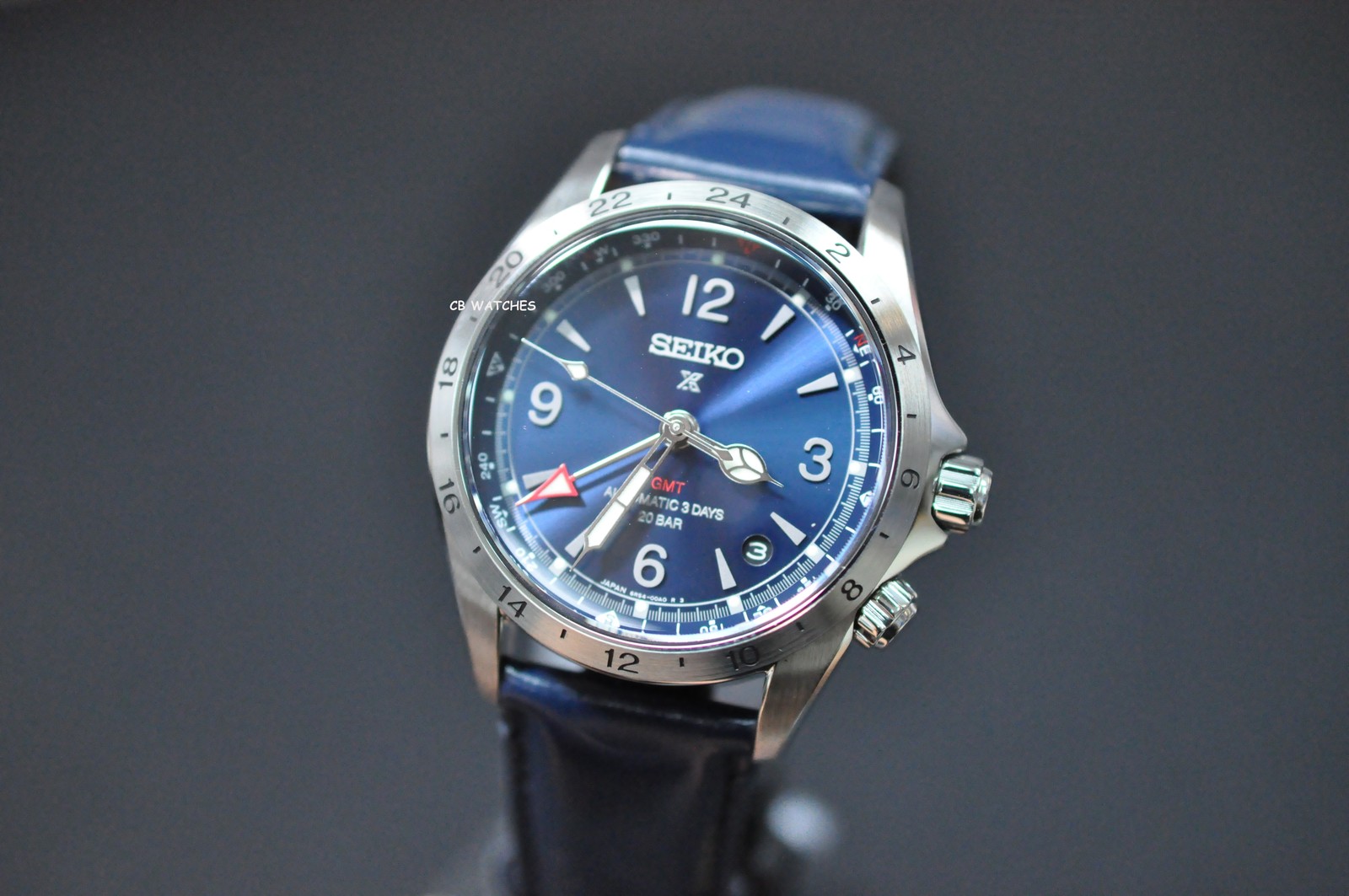 Seiko Prospex SPB377J1 Alpinist Blue Dial GMT Leather 200m Automatic