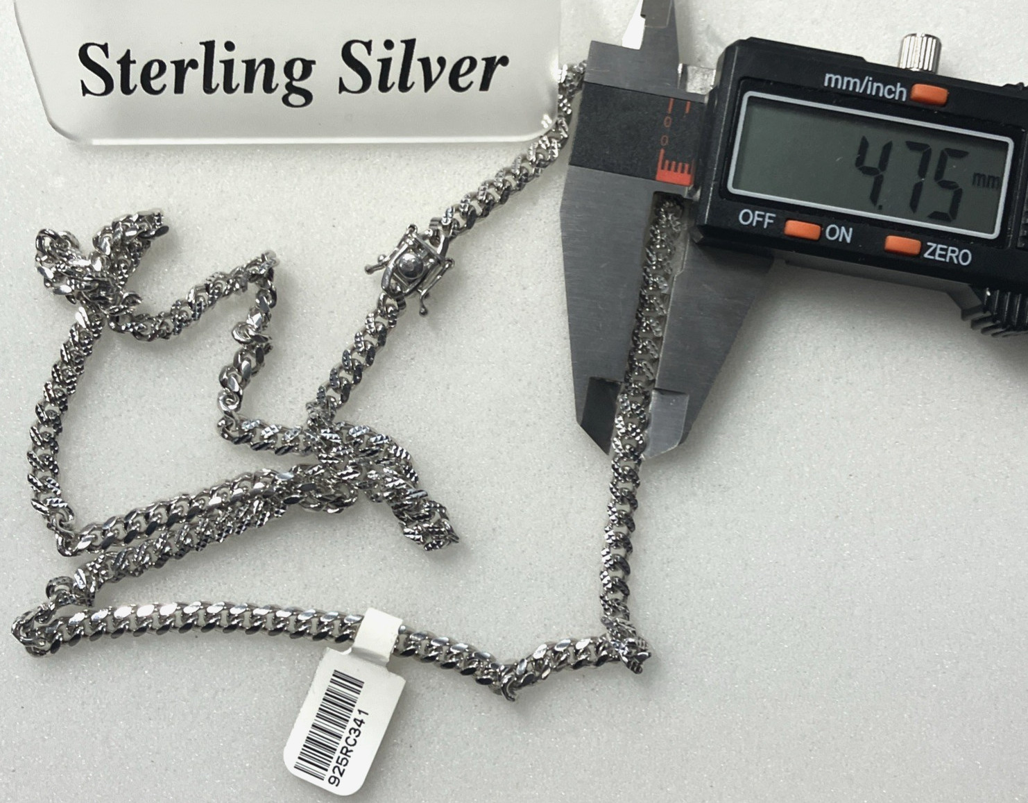 925 Sterling Silver Italy Solid Cuban Link Diamond-Cuts Chain 34grams 4.8mm 24”