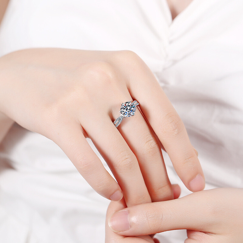 0.5Ct/1Ct/2Ct/3Ct Moissanite Wedding Engagement 925 Sterling Silver Woman’s Ring