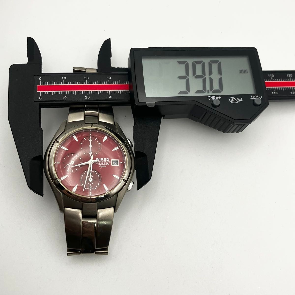 Seiko Wired Chronograph Men’s Titanium Red Dial Date Quartz Watch From Japan