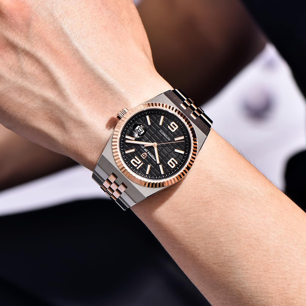 Men’s 40mm Automatic Mechanical Watch – Sapphire, 100M Waterproof, Luminous