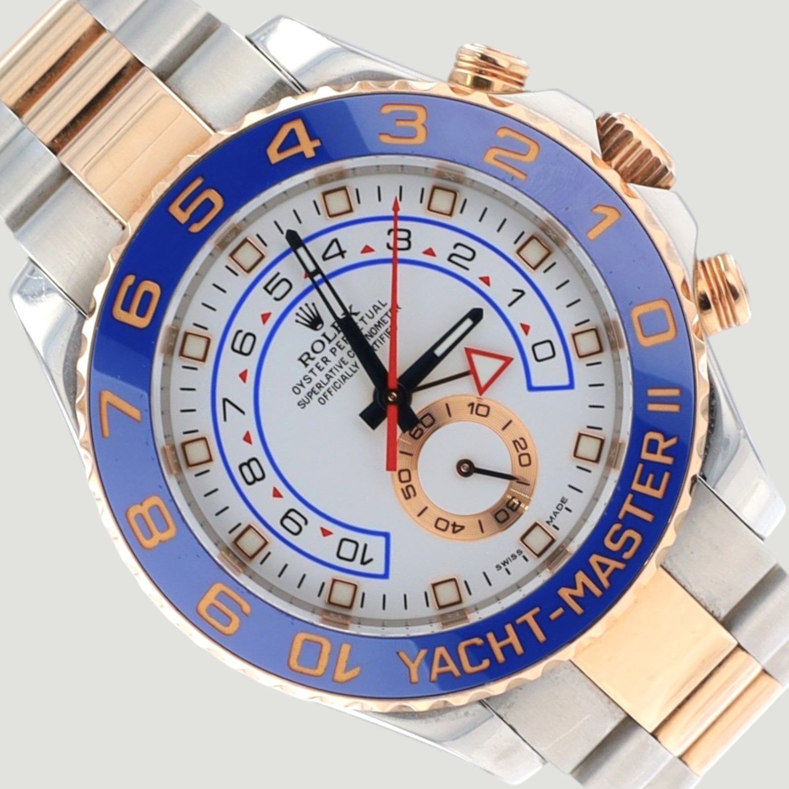 Rolex Yacht-Master II 116681 44mm White Dial 18K Rose Gold Steel Automatic Watch